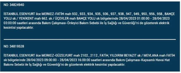 İstanbullular elektriksiz kalacak! Nerede elektrikler kesilecek? 28 Nisan 2023 elektrik kesintisi olacak ilçeler!