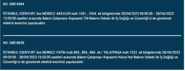 İstanbullular elektriksiz kalacak! Nerede elektrikler kesilecek? 28 Nisan 2023 elektrik kesintisi olacak ilçeler!