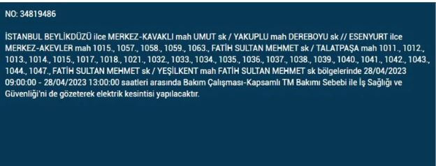 İstanbullular elektriksiz kalacak! Nerede elektrikler kesilecek? 28 Nisan 2023 elektrik kesintisi olacak ilçeler!