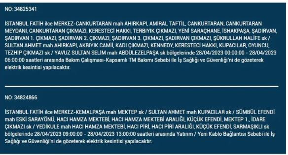 İstanbullular elektriksiz kalacak! Nerede elektrikler kesilecek? 28 Nisan 2023 elektrik kesintisi olacak ilçeler!