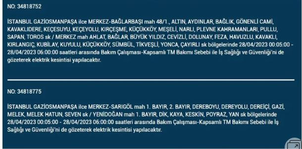İstanbullular elektriksiz kalacak! Nerede elektrikler kesilecek? 28 Nisan 2023 elektrik kesintisi olacak ilçeler!