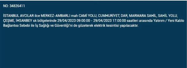 İstanbullular elektriksiz kalacak! Nerede elektrikler kesilecek? 29 Nisan 2023 elektrik kesintisi olacak ilçeler!