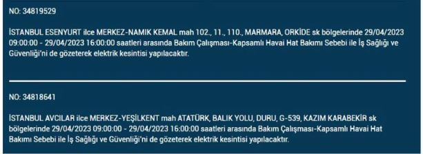 İstanbullular elektriksiz kalacak! Nerede elektrikler kesilecek? 29 Nisan 2023 elektrik kesintisi olacak ilçeler!