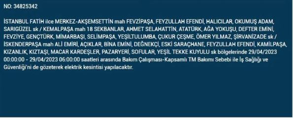 İstanbullular elektriksiz kalacak! Nerede elektrikler kesilecek? 29 Nisan 2023 elektrik kesintisi olacak ilçeler!