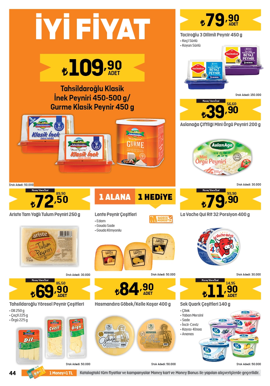 Migros’ta dana kangal sucuk 309 TL’ye, gurme klasik peynir 110 TL’ye, tam yağlı tulum peyniri 72, 50 TL’ye düştü!