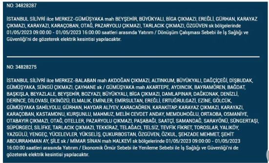 İstanbullular elektriksiz kalacak! Nerede elektrikler kesilecek? 1 Mayıs 2023 elektrik kesintisi olacak ilçeler!