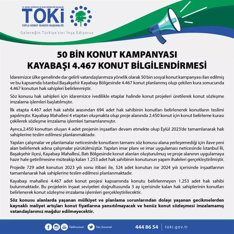 TOKİ den 50 bin konut kampanyası açıklaması: Maliyet artışları...