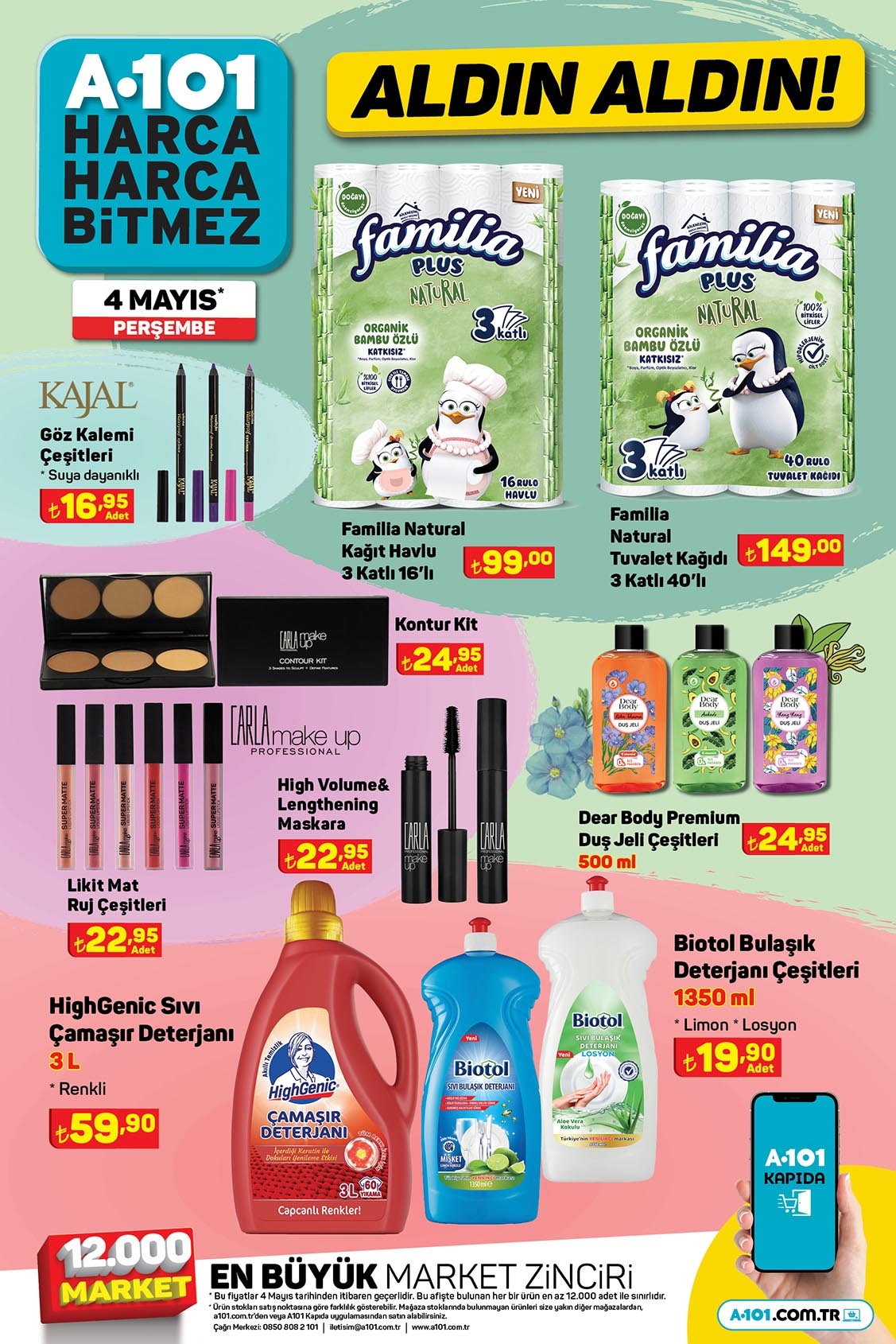 A101’de iğneden ipliğe indirim var! Yolluk 280 TL’ye, halı 240 TL’ye, pirinç 40 TL’ye düştü!