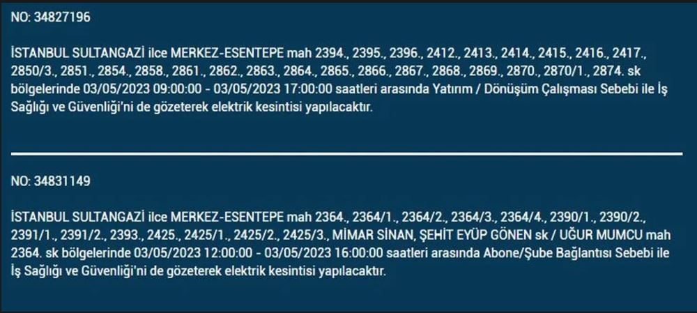 Elektrikler kesilecek! Nerede elektrikler kesilecek? 3 Mayıs 2023 elektrik kesintisi olacak ilçeler!