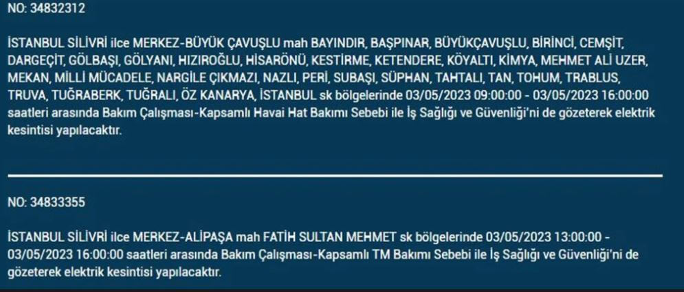 Elektrikler kesilecek! Nerede elektrikler kesilecek? 3 Mayıs 2023 elektrik kesintisi olacak ilçeler!