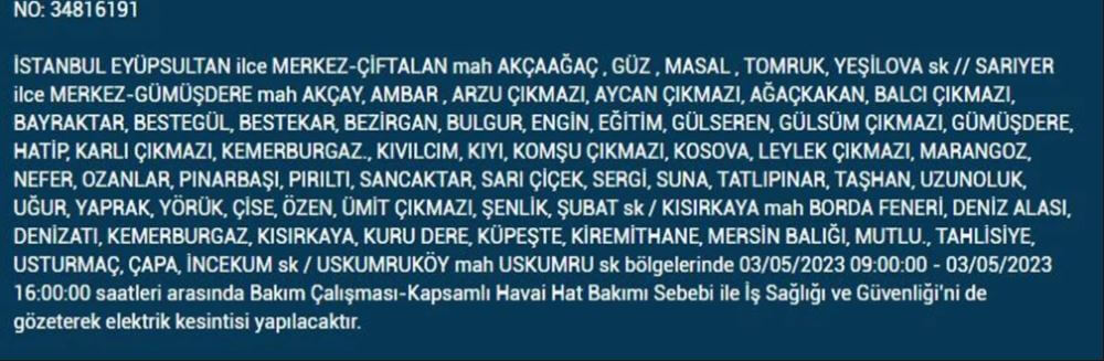 Elektrikler kesilecek! Nerede elektrikler kesilecek? 3 Mayıs 2023 elektrik kesintisi olacak ilçeler! 