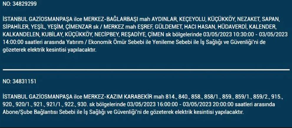 Elektrikler kesilecek! Nerede elektrikler kesilecek? 3 Mayıs 2023 elektrik kesintisi olacak ilçeler!