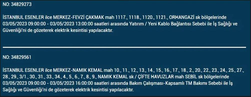 Elektrikler kesilecek! Nerede elektrikler kesilecek? 3 Mayıs 2023 elektrik kesintisi olacak ilçeler!
