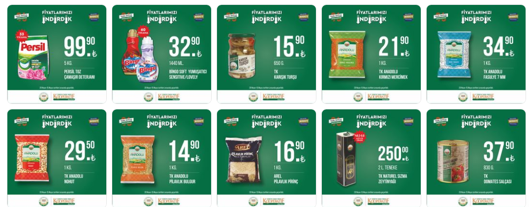 Tarım Kredi yeni ay kataloğunu yayımladı! İndirimler peş peşe geldi! 5 kg Persil 99 TL, 1 kg küp şeker 24 TL ye düştü!