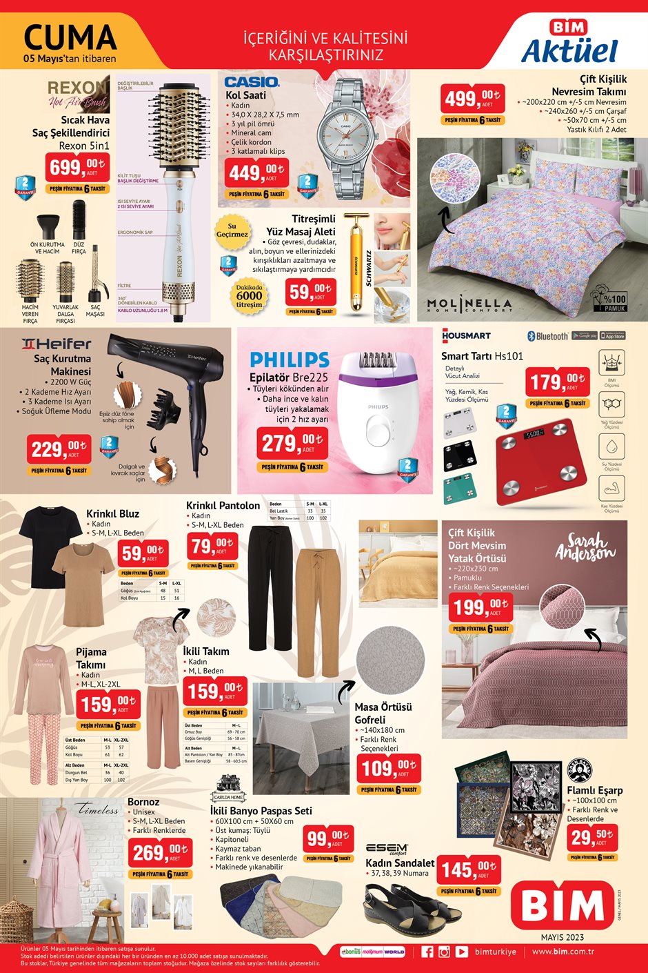 BİM’de iğneden ipliğe indirim var! Bornoz 270 TL’ye, masa örtüsü 110 TL’ye buharlı temizleme makinesi 300 TL’ye düştü!