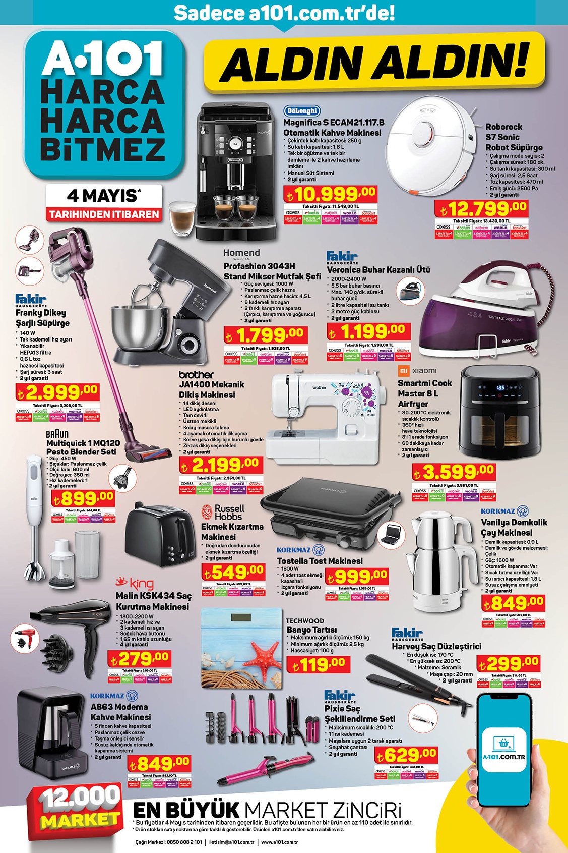 A101’den tüm müşterilerine çağrı! Ankastre set 6800 TL’ye, migrodalga fırın 1800 TL’ye, airfryer 3600 TL’ye düştü!