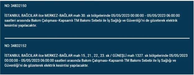 İstanbul’da yarın elektrik kesintisi yaşanacak mı? 5 Mayıs 2023 elektrik kesintisi olacak ilçeler!