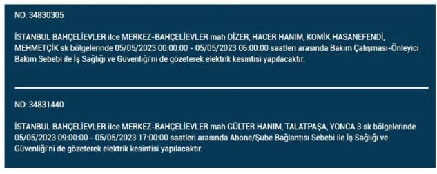 İstanbul’da yarın elektrik kesintisi yaşanacak mı? 5 Mayıs 2023 elektrik kesintisi olacak ilçeler!