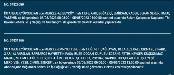 İstanbul’da yarın elektrik kesintisi yaşanacak mı? 5 Mayıs 2023 elektrik kesintisi olacak ilçeler!