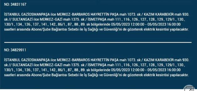 İstanbul’da yarın elektrik kesintisi yaşanacak mı? 5 Mayıs 2023 elektrik kesintisi olacak ilçeler!