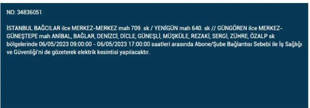 Elektrik yarın kesilecek mi? Bedaş elektrik kesintisi! 6 Mayıs 2023 elektrik kesintisi olacak ilçeler!