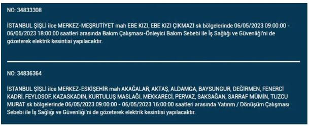 Elektrik yarın kesilecek mi? Bedaş elektrik kesintisi! 6 Mayıs 2023 elektrik kesintisi olacak ilçeler!