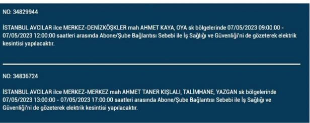 Elektrik kesintisi yarın olacak mı? İstanbul da elektrik kesintisi! 7 Mayıs 2023 elektrik kesintisi olacak ilçeler!