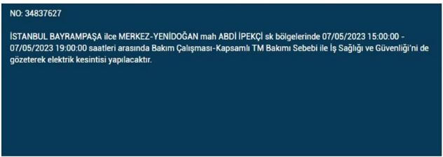 Elektrik kesintisi yarın olacak mı? İstanbul da elektrik kesintisi! 7 Mayıs 2023 elektrik kesintisi olacak ilçeler!