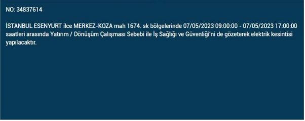 Elektrik kesintisi yarın olacak mı? İstanbul da elektrik kesintisi! 7 Mayıs 2023 elektrik kesintisi olacak ilçeler!