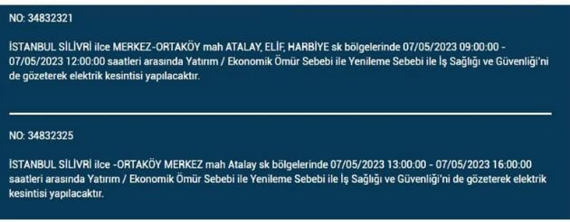 Elektrik kesintisi yarın olacak mı? İstanbul da elektrik kesintisi! 7 Mayıs 2023 elektrik kesintisi olacak ilçeler!