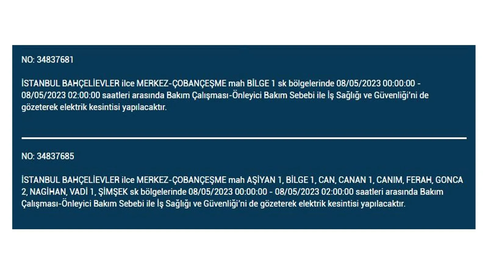 Elektrik kesintisi yarın olacak mı? İstanbul da elektrik kesintisi! 8 Mayıs 2023 elektrik kesintisi olacak ilçeler!