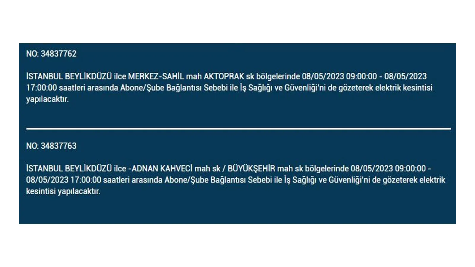 Elektrik kesintisi yarın olacak mı? İstanbul da elektrik kesintisi! 8 Mayıs 2023 elektrik kesintisi olacak ilçeler!