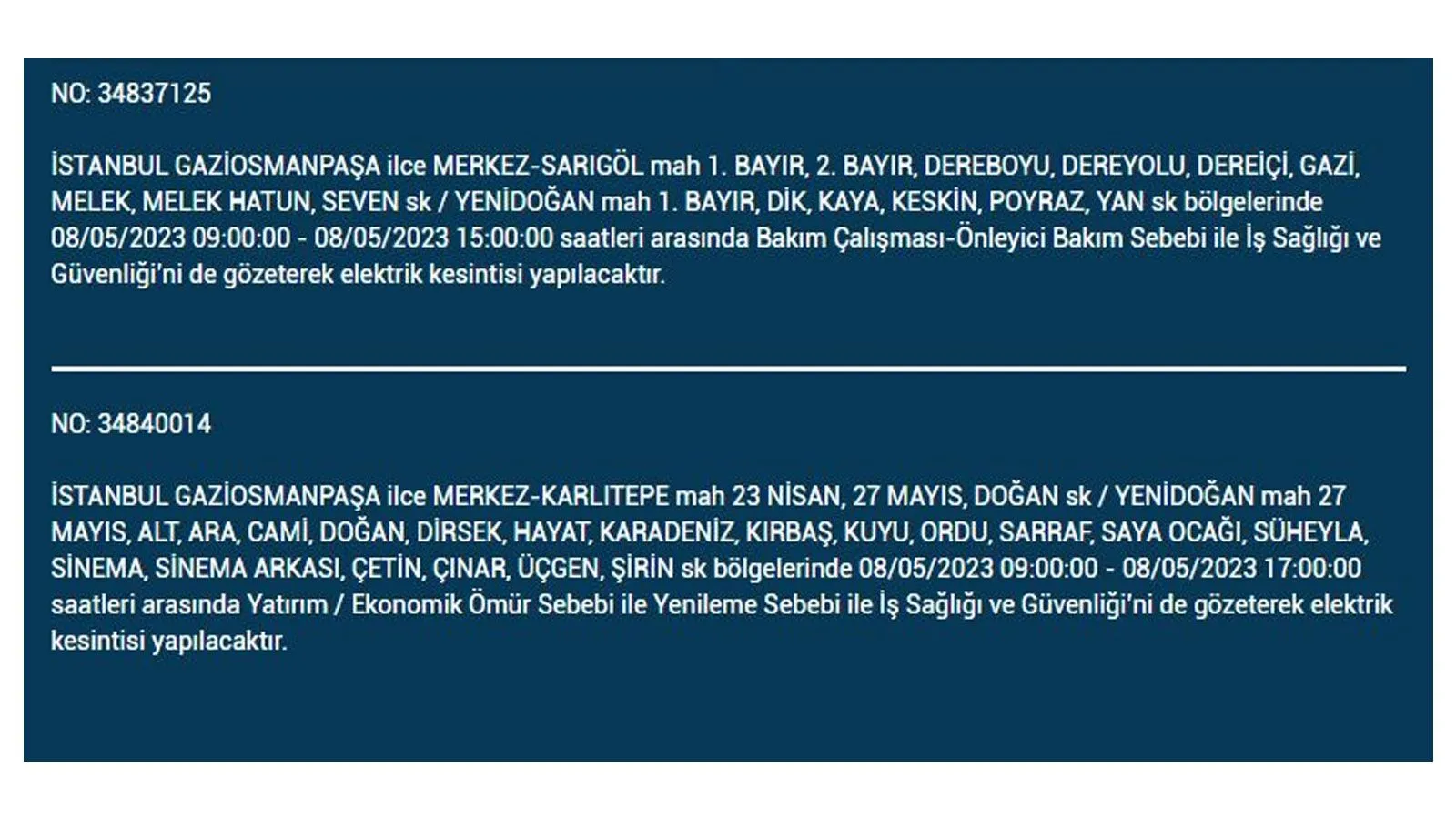 Elektrik kesintisi yarın olacak mı? İstanbul da elektrik kesintisi! 8 Mayıs 2023 elektrik kesintisi olacak ilçeler!