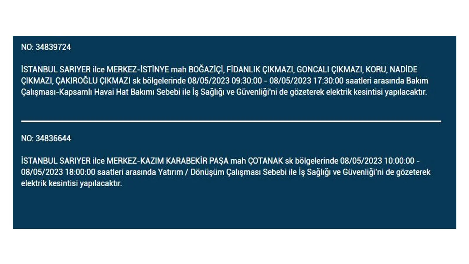 Elektrik kesintisi yarın olacak mı? İstanbul da elektrik kesintisi! 8 Mayıs 2023 elektrik kesintisi olacak ilçeler!