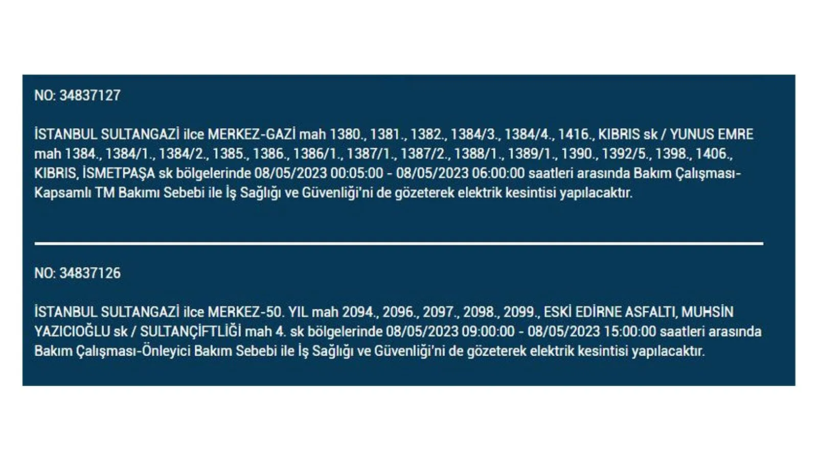 Elektrik kesintisi yarın olacak mı? İstanbul da elektrik kesintisi! 8 Mayıs 2023 elektrik kesintisi olacak ilçeler!