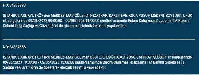 BEDAŞ duyurdu! İstanbul da elektrik kesintisi bugün ne kadar sürecek? 9 Mayıs Salı elektrik kesintisi yaşanacak ilçeler!