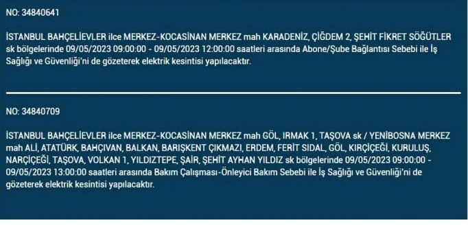 BEDAŞ duyurdu! İstanbul da elektrik kesintisi bugün ne kadar sürecek? 9 Mayıs Salı elektrik kesintisi yaşanacak ilçeler!