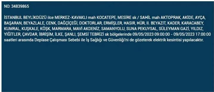 BEDAŞ duyurdu! İstanbul da elektrik kesintisi bugün ne kadar sürecek? 9 Mayıs Salı elektrik kesintisi yaşanacak ilçeler!