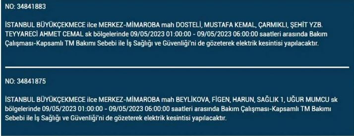 BEDAŞ duyurdu! İstanbul da elektrik kesintisi bugün ne kadar sürecek? 9 Mayıs Salı elektrik kesintisi yaşanacak ilçeler!