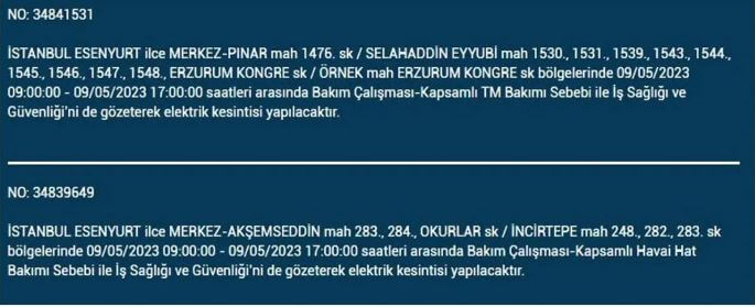 BEDAŞ duyurdu! İstanbul da elektrik kesintisi bugün ne kadar sürecek? 9 Mayıs Salı elektrik kesintisi yaşanacak ilçeler!