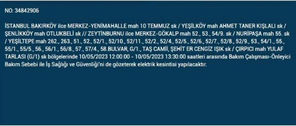 Bugün elektrik kesintisi olacak mı? 10 Mayıs 2023 Çarşamba elektrik kesintisi yaşanacak ilçeler! 