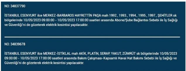 Bugün elektrik kesintisi olacak mı? 10 Mayıs 2023 Çarşamba elektrik kesintisi yaşanacak ilçeler!