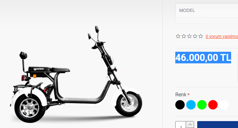 Yuki elektrikli CP-3 Shansu ne kadar, kaç TL?