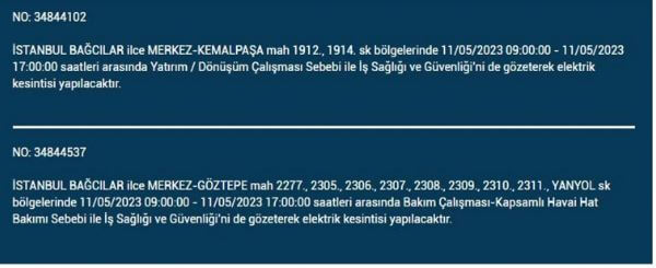 Elektrik kesintisi sorgulama! 11 Mayıs 2023 Çarşamba elektrik kesintisi yaşanacak ilçeler!