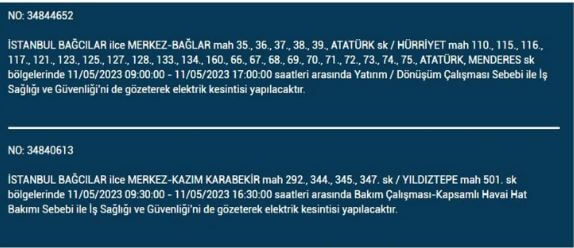 Elektrik kesintisi sorgulama! 11 Mayıs 2023 Çarşamba elektrik kesintisi yaşanacak ilçeler!