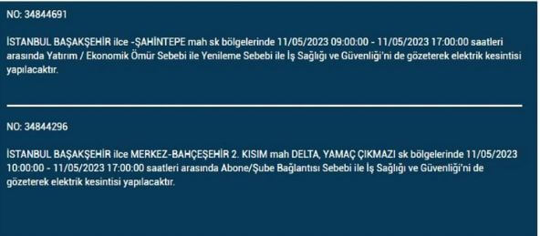 Elektrik kesintisi sorgulama! 11 Mayıs 2023 Çarşamba elektrik kesintisi yaşanacak ilçeler!