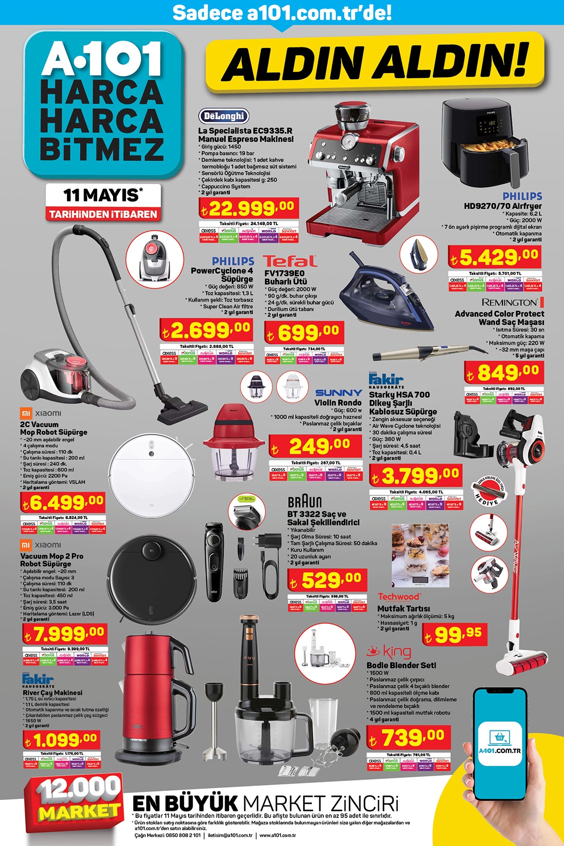 A101’de robot süpürge 6.500 TL’ye, rondo 250 TL’ye, dik süpürge 3800 TL’ye düştü!