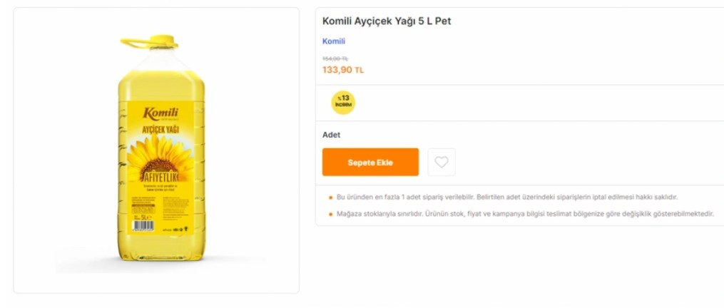 Migros un bu indirimi unutulmayacak! 5 Litre ayçiçekyağı 133 TL ye düştü