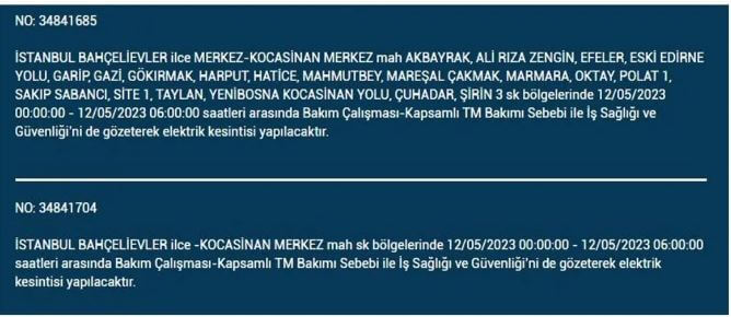 İstanbul da bugün elektrik kesintisi olacak mı? 12 Mayıs 2023 Perşembe elektrik kesintisi yaşanacak ilçeler!