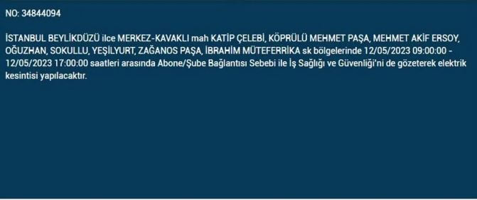 İstanbul da bugün elektrik kesintisi olacak mı? 12 Mayıs 2023 Perşembe elektrik kesintisi yaşanacak ilçeler!